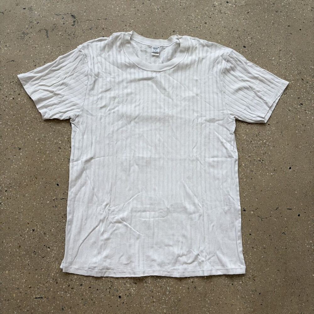 Vintage 80s Giepi White Italian Cotton Blank Striped Shirt